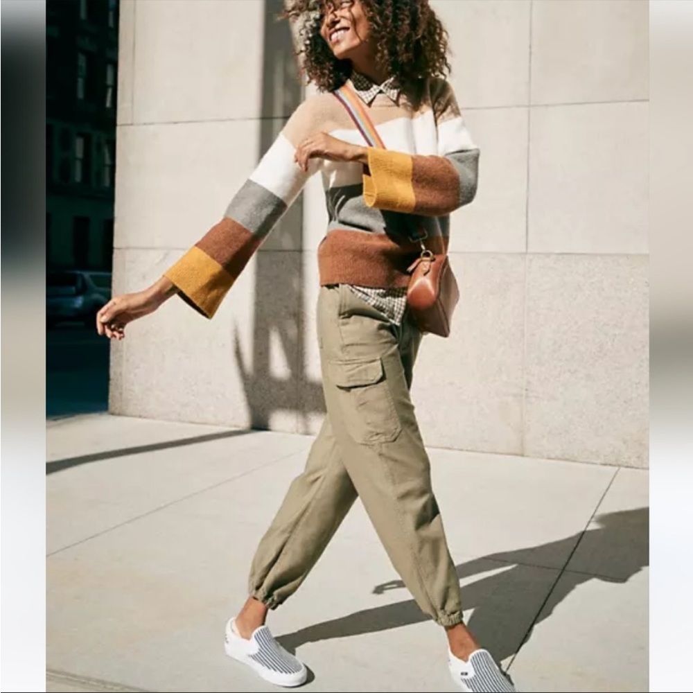 Madewell cargo high rise joggers size 29 green brown utility pants cropped ankle
